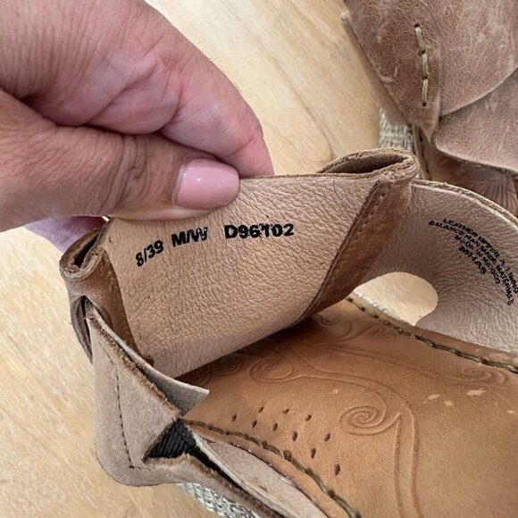 Born Wedge Sandals Womens 8 Brown Tan Leather Comfort Espadrille Woven Platform - Picture 9 of 11